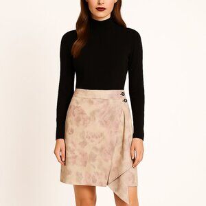 Maxmara Weekend Matelasse Skirt NWT Canvas Rose Print Floral Ruffle Detail